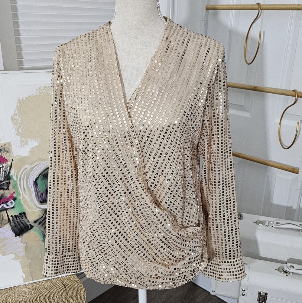 ZARA SEQUIN WRAP BLOUSE💛